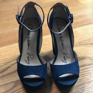 Faux suede Peep toe heels